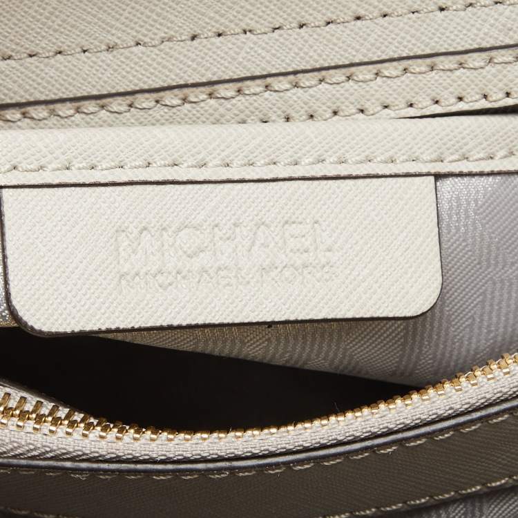 Pre Owned MICHAEL Michael Kors Taupe Leather Small Portia Top Handle Bag