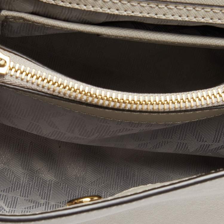 Pre Owned MICHAEL Michael Kors Taupe Leather Small Portia Top Handle Bag