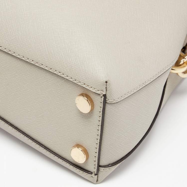 Pre Owned MICHAEL Michael Kors Taupe Leather Small Portia Top Handle Bag