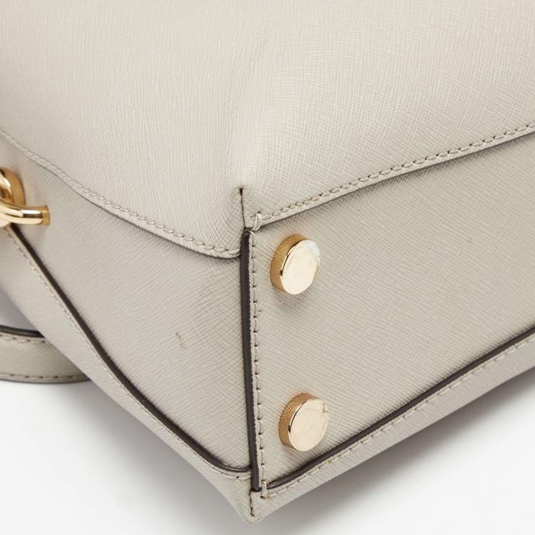 Pre Owned MICHAEL Michael Kors Taupe Leather Small Portia Top Handle Bag