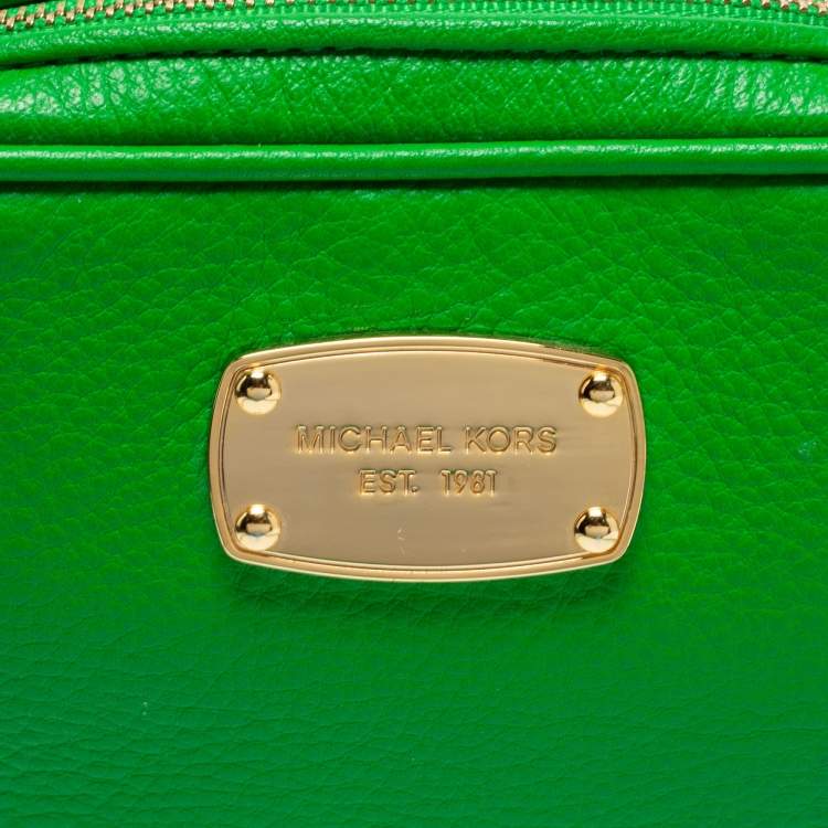 Pre Owned MICHAEL Michael Kors Green Leather Ginny Camera Crossbody Bag