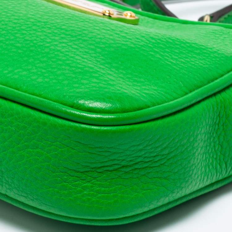 Pre Owned MICHAEL Michael Kors Green Leather Ginny Camera Crossbody Bag