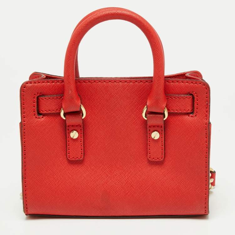 Pre Owned MICHAEL Michael Kors Red Saffiano Leather Mini Hamilton Crossbody Bag