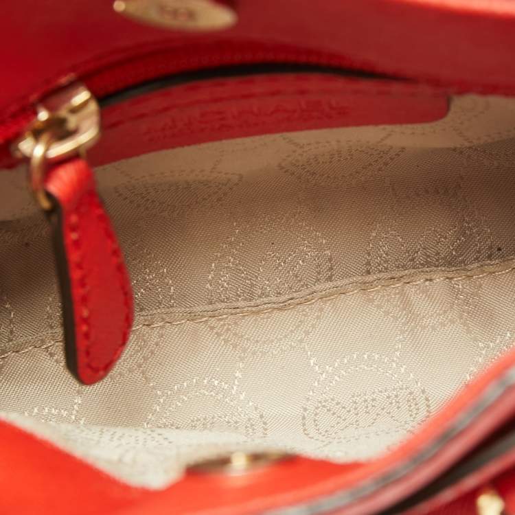 Pre Owned MICHAEL Michael Kors Red Saffiano Leather Mini Hamilton Crossbody Bag