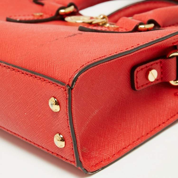 Pre Owned MICHAEL Michael Kors Red Saffiano Leather Mini Hamilton Crossbody Bag