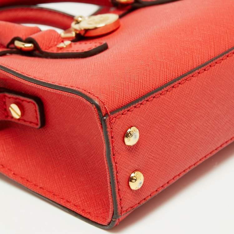 Pre Owned MICHAEL Michael Kors Red Saffiano Leather Mini Hamilton Crossbody Bag