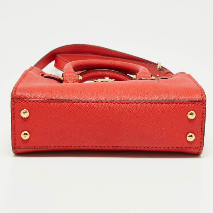 Pre Owned MICHAEL Michael Kors Red Saffiano Leather Mini Hamilton Crossbody Bag