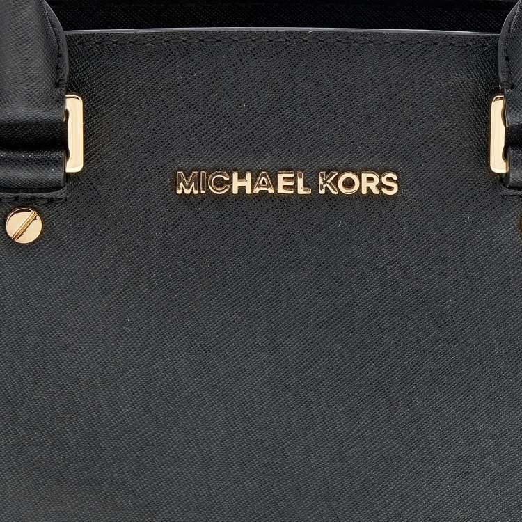 Pre Owned MICHAEL Michael Kors Black Leather Medium Selma Tote