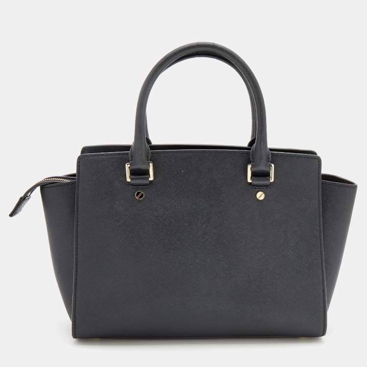 Pre Owned MICHAEL Michael Kors Black Leather Medium Selma Tote