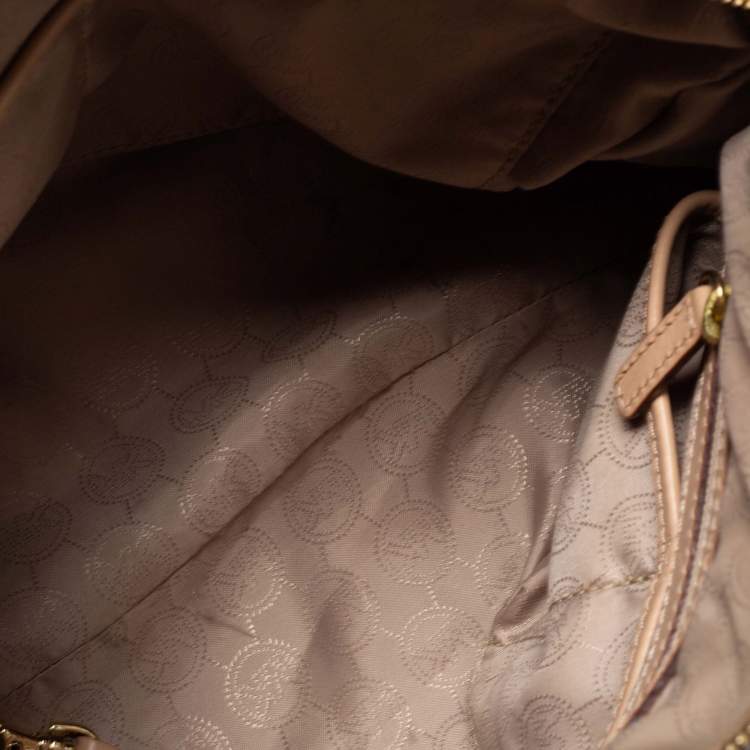 مملوكة مسبقًا MICHAEL Michael Kors Brown/Beige Signature Coated Canvas and Leather Grayson Boston Bag
