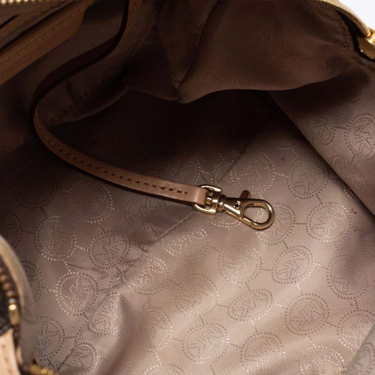 مملوكة مسبقًا MICHAEL Michael Kors Brown/Beige Signature Coated Canvas and Leather Grayson Boston Bag