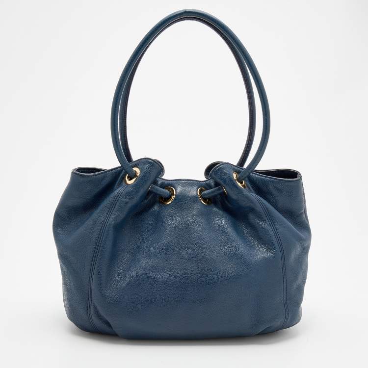 Pre Owned MICHAEL Michael Kors Blue Leather Ring Tassel Tote 