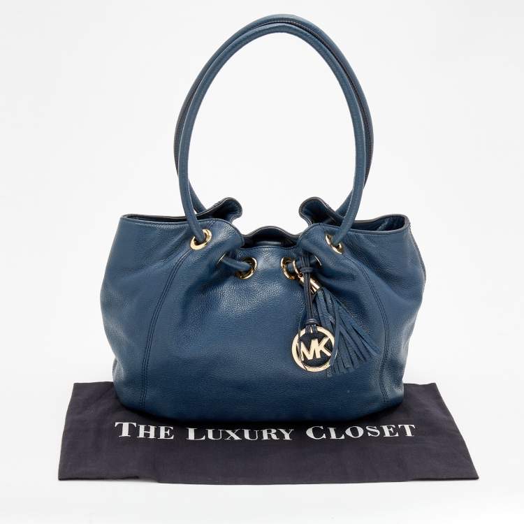 Pre Owned MICHAEL Michael Kors Blue Leather Ring Tassel Tote 