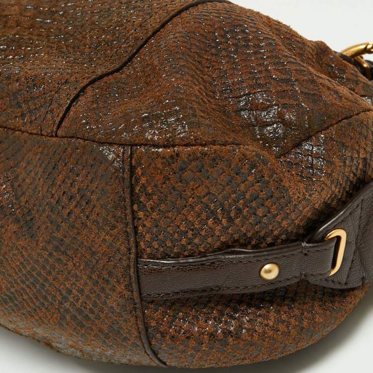 Pre Owned MICHAEL Michael Kors Brown Python Embossed Leather Satchel