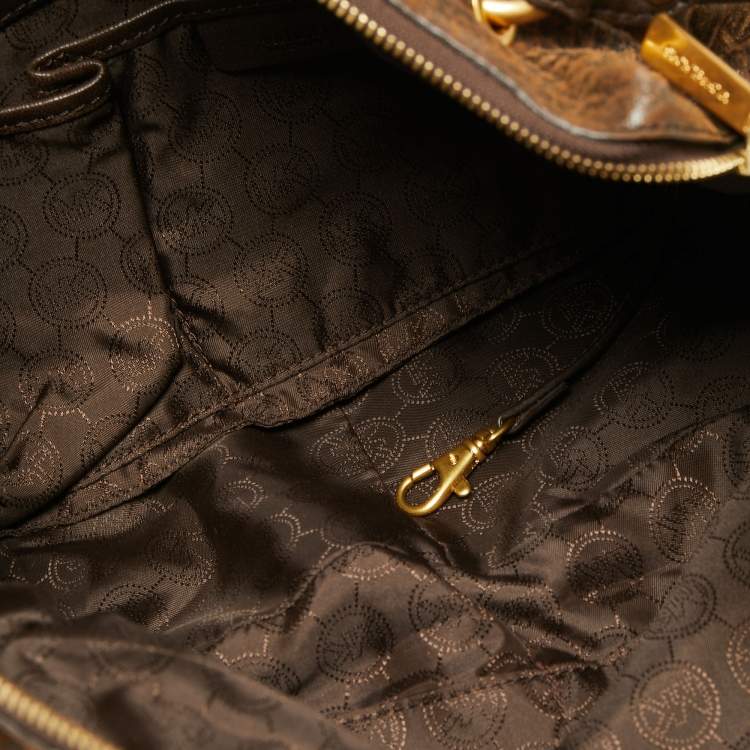 Pre Owned MICHAEL Michael Kors Brown Python Embossed Leather Satchel