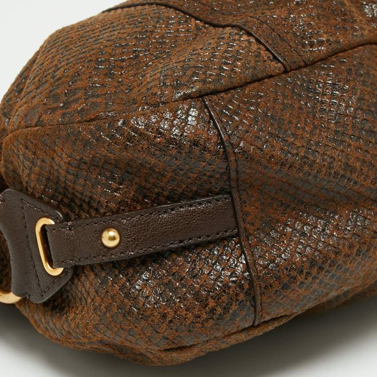 Pre Owned MICHAEL Michael Kors Brown Python Embossed Leather Satchel