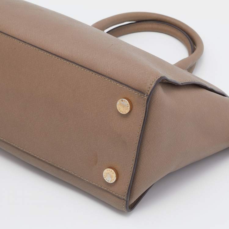 Pre Owned MICHAEL Michael Kors Tortilla Brown Saffiano Leather Large Selma Tote