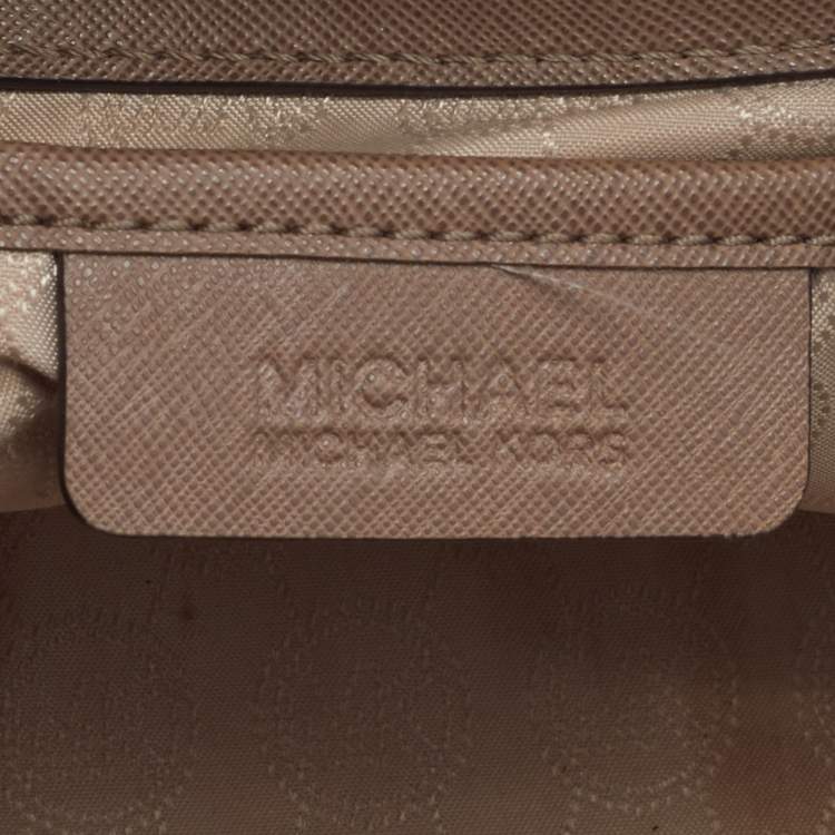 Pre Owned MICHAEL Michael Kors Tortilla Brown Saffiano Leather Large Selma Tote