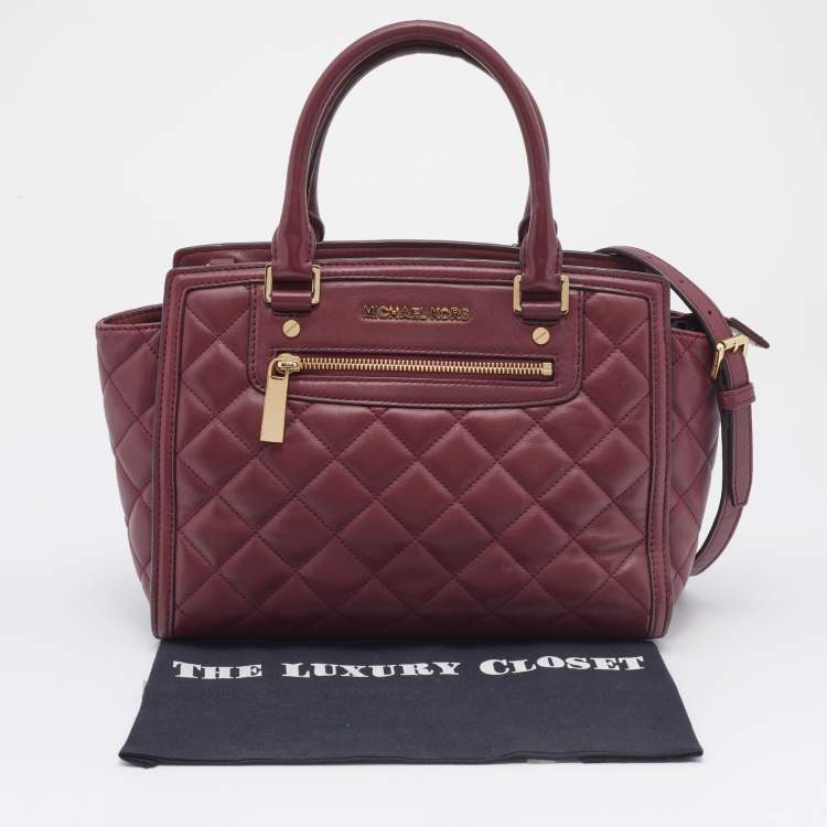Pre Owned MICHAEL Michael Kors Burgundy Quilted Leather Selma Tote