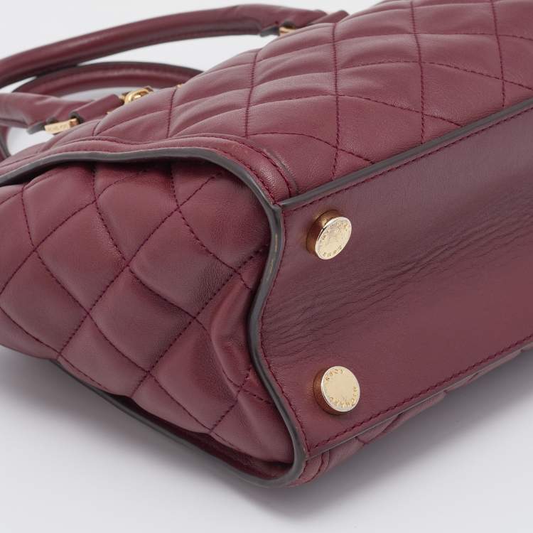 Pre Owned MICHAEL Michael Kors Burgundy Quilted Leather Selma Tote
