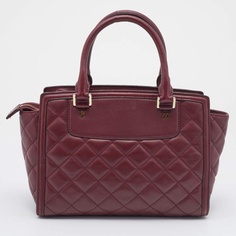 Pre Owned MICHAEL Michael Kors Burgundy Quilted Leather Selma Tote