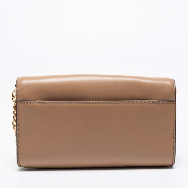 Pre Owned MICHAEL Michael Kors Beige Leather Mindy Crossbody Bag