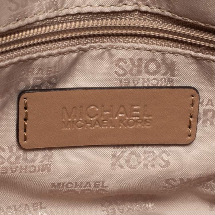 Pre Owned MICHAEL Michael Kors Beige Leather Mindy Crossbody Bag