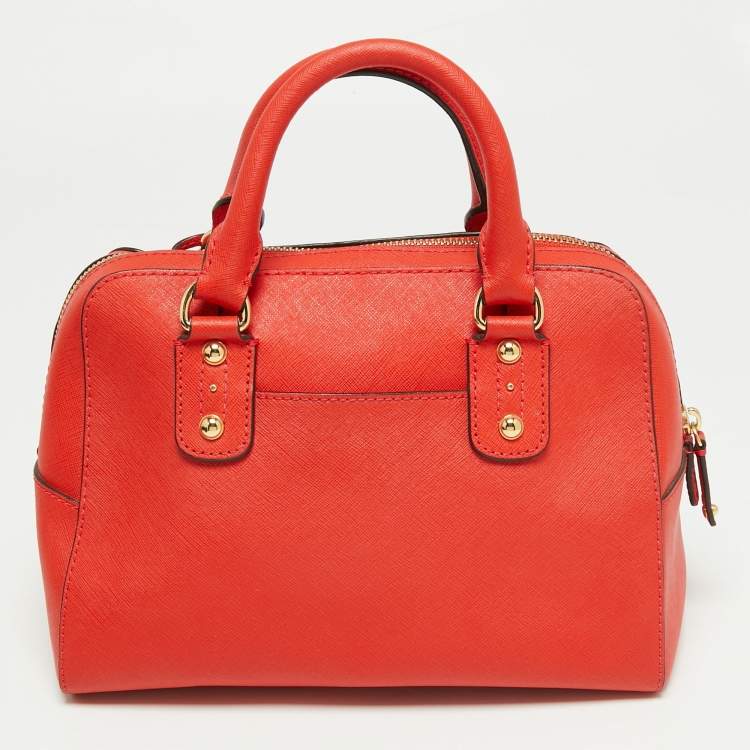 Pre Owned MICHAEL Michael Kors Red Saffiano Leather Dome Satchel