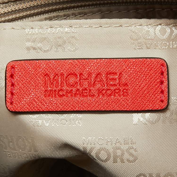 Pre Owned MICHAEL Michael Kors Red Saffiano Leather Dome Satchel