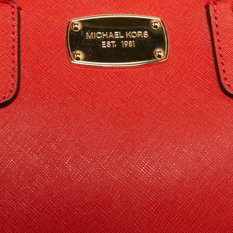 Pre Owned MICHAEL Michael Kors Red Saffiano Leather Dome Satchel