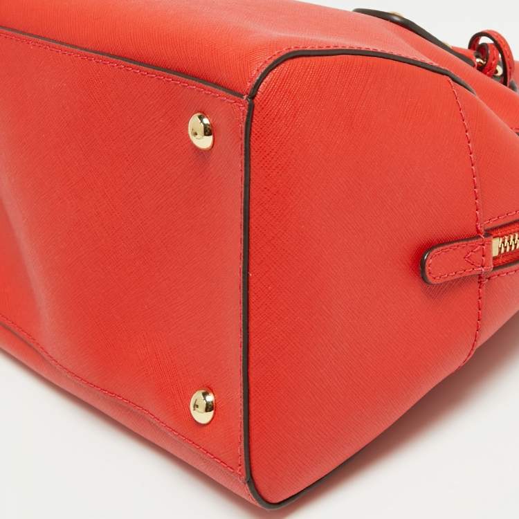 Pre Owned MICHAEL Michael Kors Red Saffiano Leather Dome Satchel