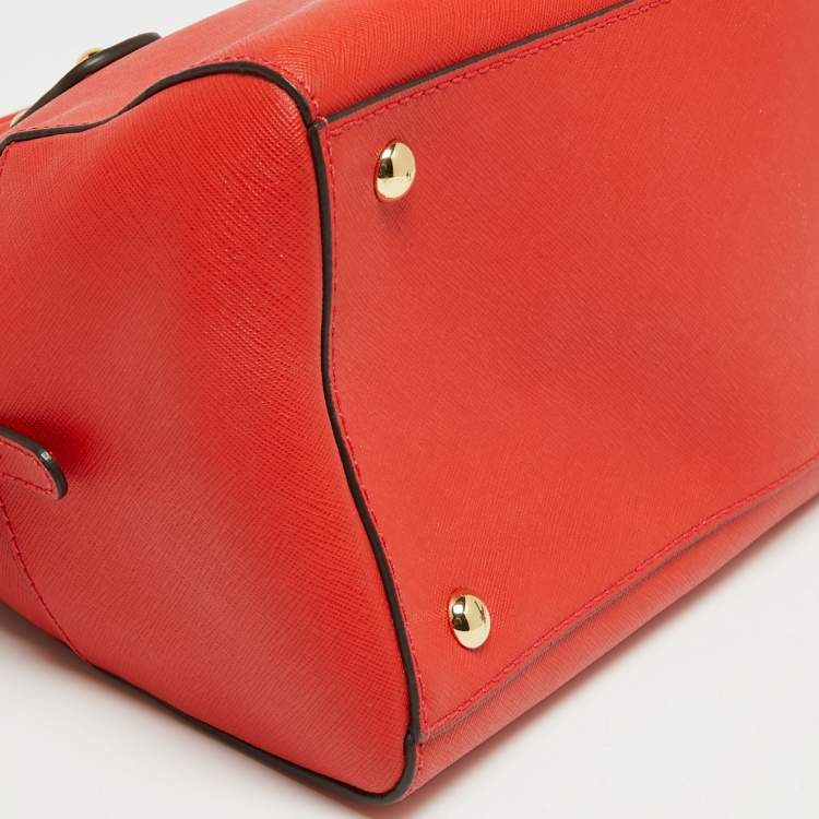 Pre Owned MICHAEL Michael Kors Red Saffiano Leather Dome Satchel
