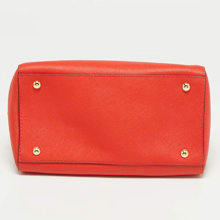 Pre Owned MICHAEL Michael Kors Red Saffiano Leather Dome Satchel