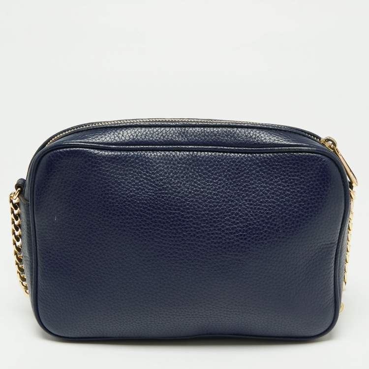 Pre Owned MICHAEL Michael Kors Navy Blue Leather Crossbody Bag