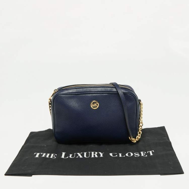 Pre Owned MICHAEL Michael Kors Navy Blue Leather Crossbody Bag