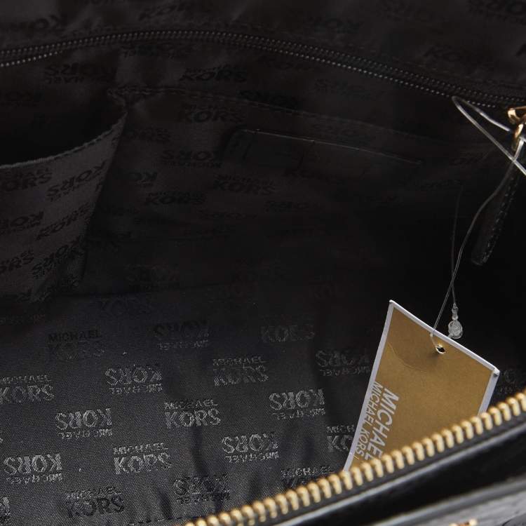 Pre Owned MICHAEL Michael Kors Black Croc Embossed Leather Ellis Satchel