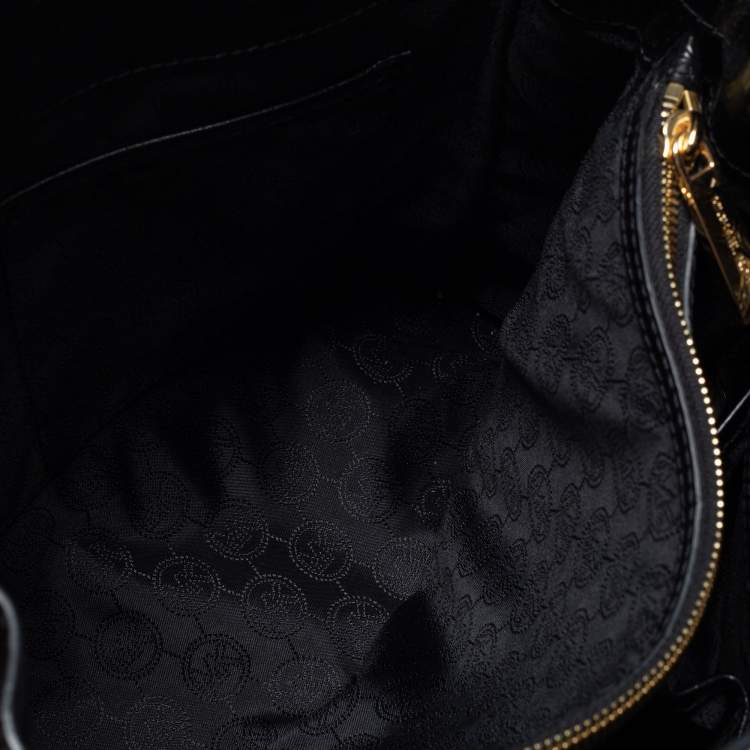 Pre Owned MICHAEL Michael Kors Black Croc Embossed Leather Dillon Tote 