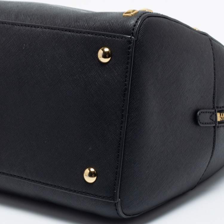 Pre Owned MICHAEL Michael Kors Black Leather Studded Sandrine Satchel