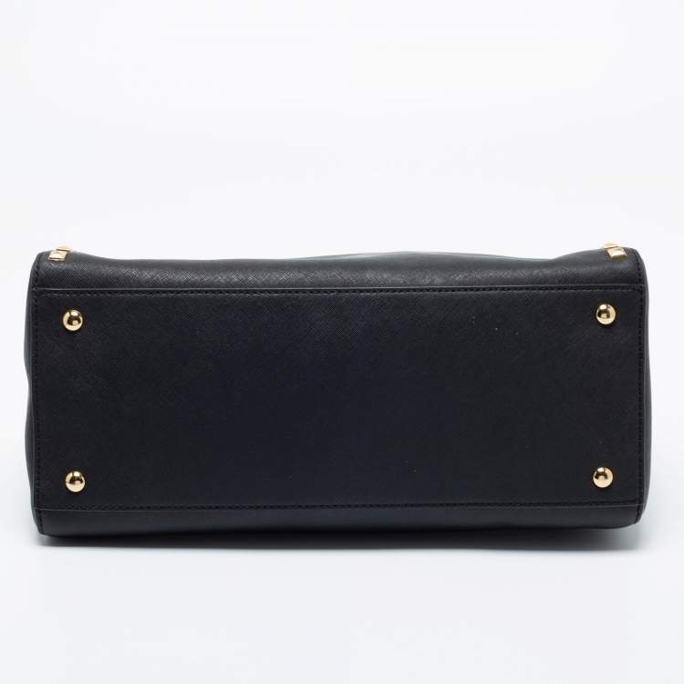 Pre Owned MICHAEL Michael Kors Black Leather Studded Sandrine Satchel