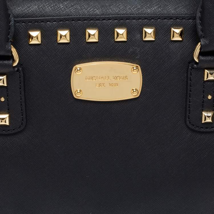 Pre Owned MICHAEL Michael Kors Black Leather Studded Sandrine Satchel