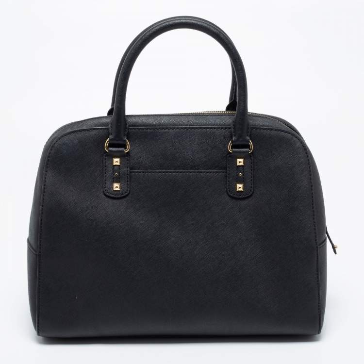 Pre Owned MICHAEL Michael Kors Black Leather Studded Sandrine Satchel
