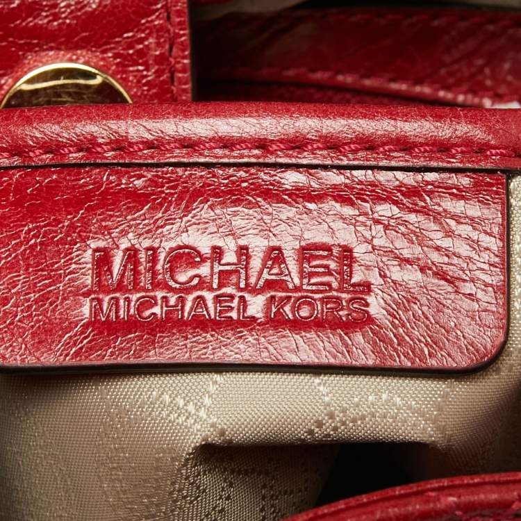 Pre Owned MICHAEL Michael Kors Red Quilted Leather Frankie Bucket Bag