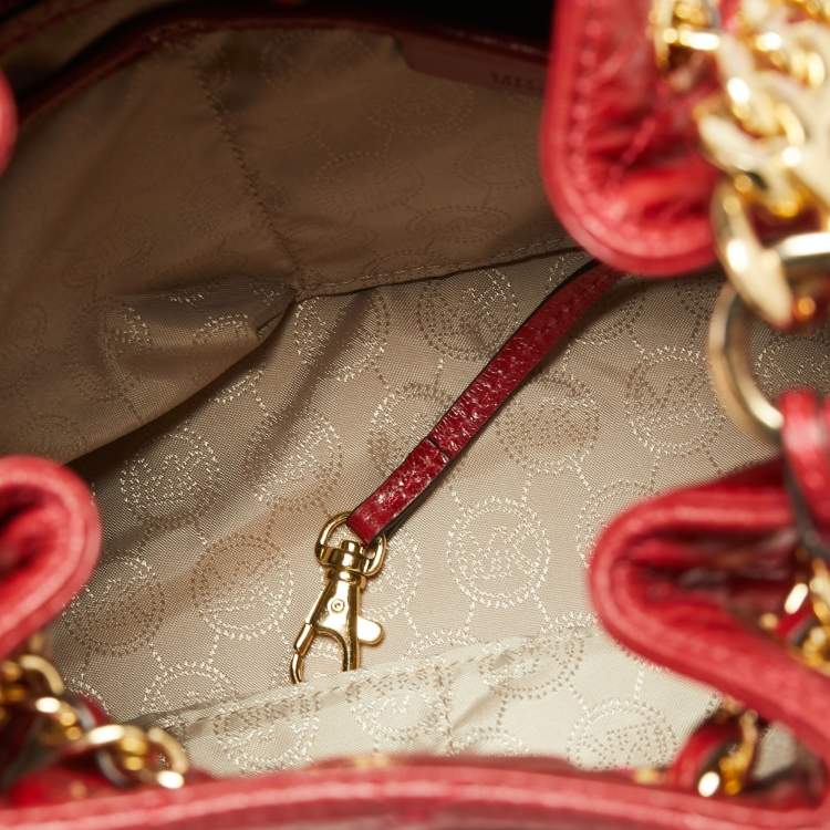 Pre Owned MICHAEL Michael Kors Red Quilted Leather Frankie Bucket Bag