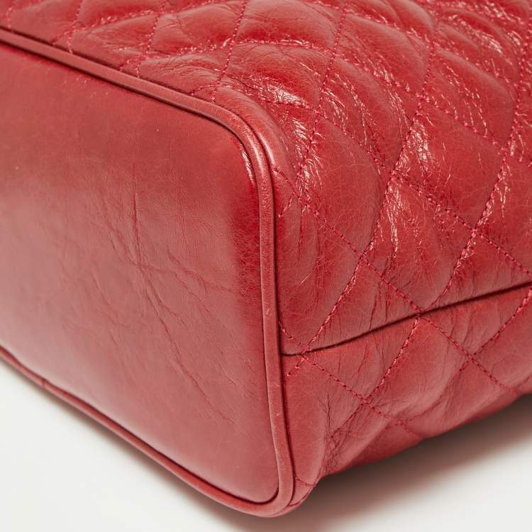 Pre Owned MICHAEL Michael Kors Red Quilted Leather Frankie Bucket Bag