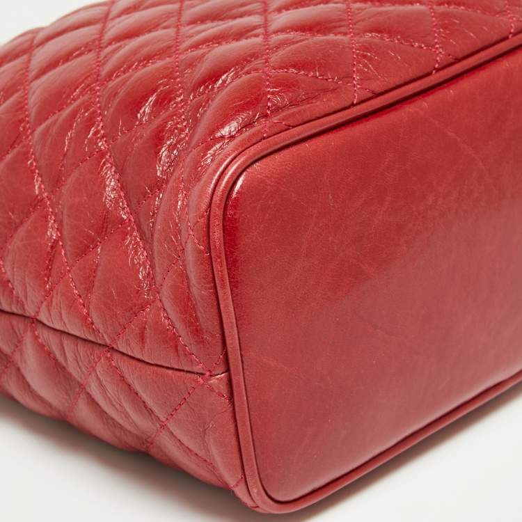 Pre Owned MICHAEL Michael Kors Red Quilted Leather Frankie Bucket Bag
