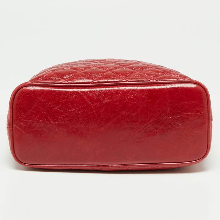 Pre Owned MICHAEL Michael Kors Red Quilted Leather Frankie Bucket Bag