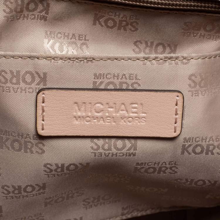 مملوكة مسبقًا MICHAEL Michael Kors Light Beige Saffiano Leather Large Ellis Satchel
