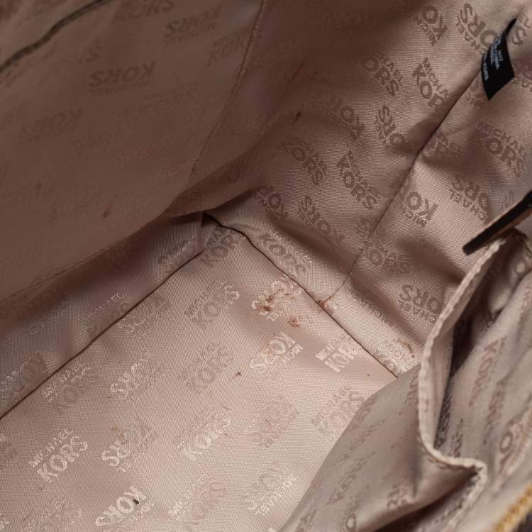 مملوكة مسبقًا MICHAEL Michael Kors Light Beige Saffiano Leather Large Ellis Satchel