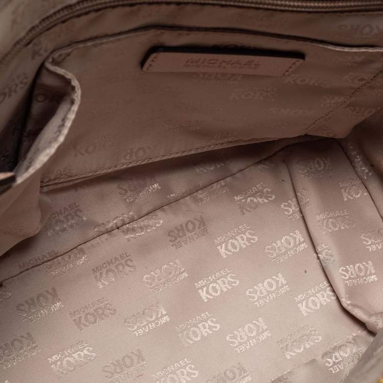 مملوكة مسبقًا MICHAEL Michael Kors Light Beige Saffiano Leather Large Ellis Satchel