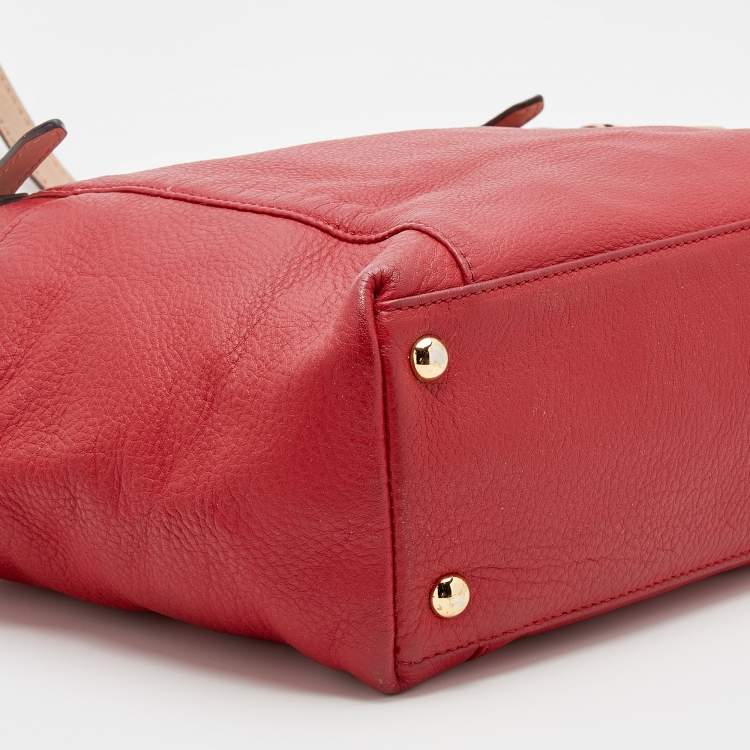 Pre Owned MICHAEL Michael Kors Red Leather Jet Set Tote
